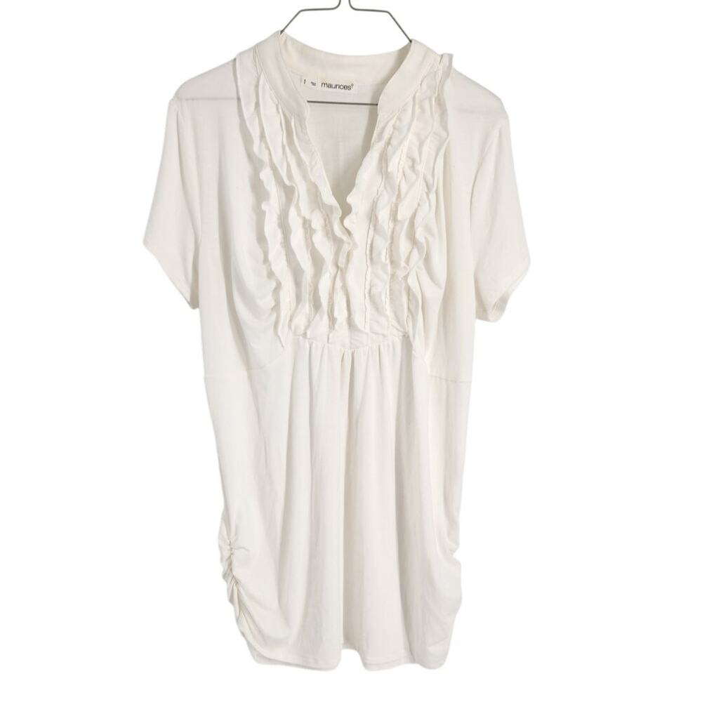Maurices Cream Short Sleeve Top - Women's Size 1X
